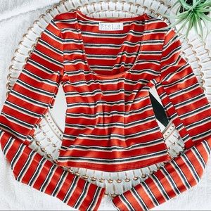 Striped Long Sleeve Crop